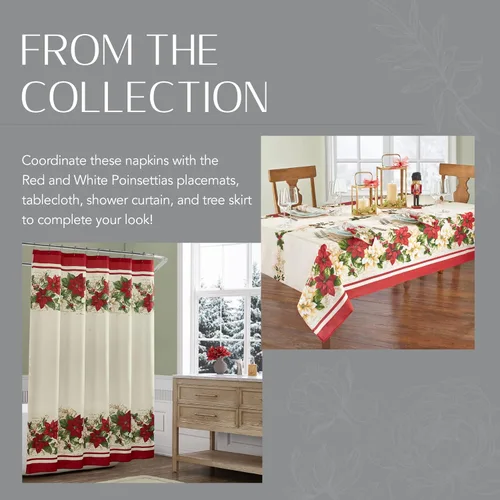Miniatura 5 de Elrene Home Fashions - Servilletas de tela de Pascua roja y blanca, 17 x 17 pulgadas, juego de 4