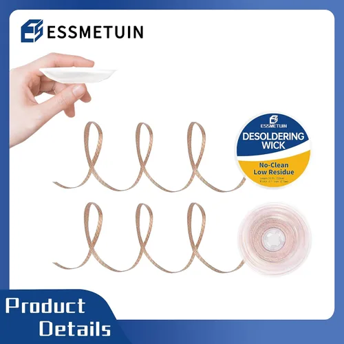 Miniatura 3 de Essmtuin - Trenza de mecha de soldadura de 10 pies con fundente para electrónica, 2 rollos de trenza desoldadora removedora de soldadura, mecha