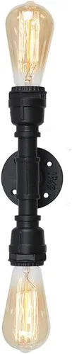 EFINEHOME Vintage Edison - Lámpara industrial de 2 luces para tocador de baño, 2 bombillas, aplique minimalista de pared interior, lámpara de pared