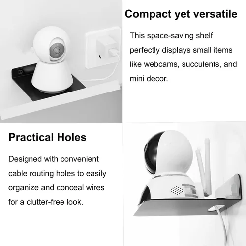 Miniatura 7 de Estante pequeño para pared, 5 pulgadas, estantes flotantes de metal para eco, cámaras, estantes de montaje en pared para altavoces pequeños