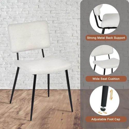Miniatura 5 de Homy Casa Juego de 4 sillas de comedor, modernas sillas de tela compacta de mediados de siglo para el hogar, cocina, comedor, asientos acolchados