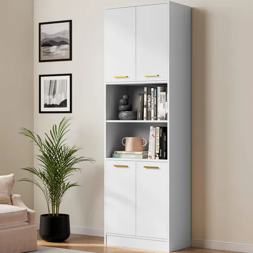 Cozy Castle Armario de Despensa de Cocina, Armario de Almacenamiento de Madera Alto de 75" con Puertas y Estantes, Hutch Utilitario de Encimera con