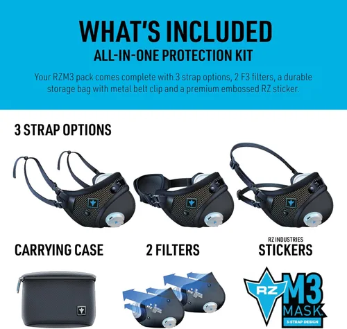 Miniatura 8 de RZ Mask RZM3 - Patented Dust Mask w/ 99.9% Carbon Filtration, Anti Fogging, 360° Seal with 3 Straps, 50% Better Breathability Amarillo
