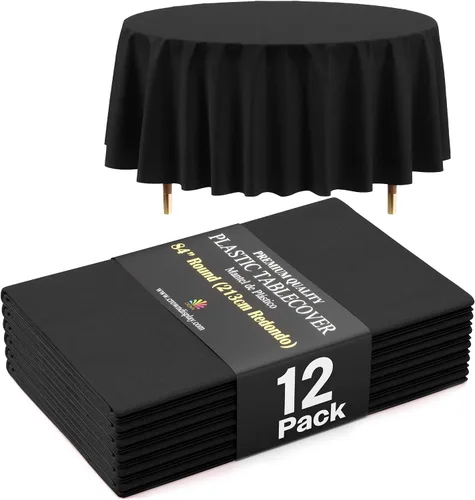 Miniatura 71 de Exquisite 66% Thicker Premium Aqua Round Tablecloth 0.5 Mil 6 Pack Plastic Table Cloth Disposable 84 Inch Round Plastic Tablecloth Won't Tear Easily