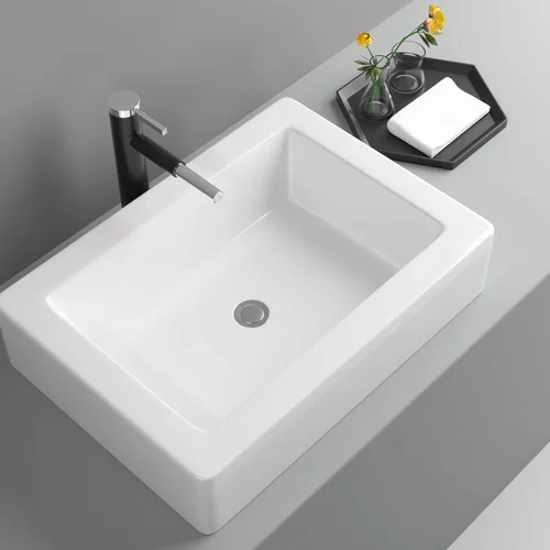 Miniatura 19 de Fregadero de esquina de baño pequeño de 18 x 10 pulgadas, fregadero rectangular blanco moderno para colgar en la pared Montaje en pared blanco