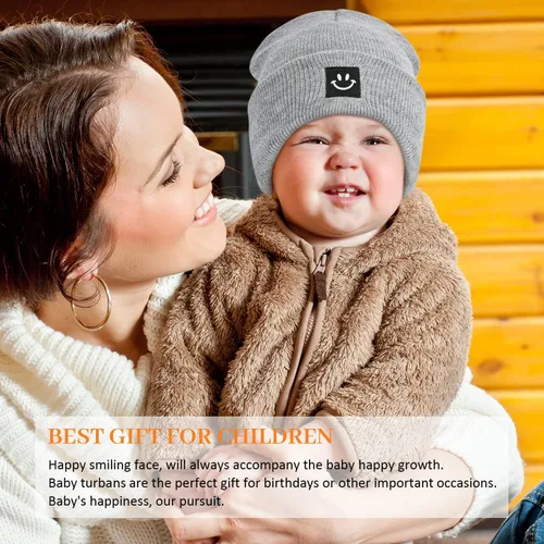 Miniatura 2 de DANMY Gorro para bebé, gorro de punto cálido para el invierno para recién nacido, gorro suave para niños