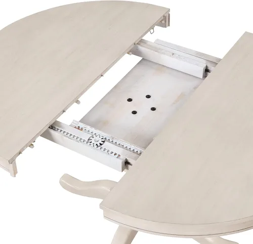 Miniatura 8 de VilroCaz Juego de mesa de comedor moderna para 4, mesa redonda expandible de 42 pulgadas con 4 sillas tapizadas, juego de cocina de 5 piezas