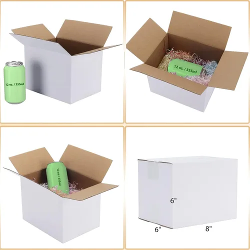 Miniatura 5 de Calenzana Juego de 40 Cajas de Envío 8x6x6, Caja de Cartón Corrugado Blanco para Envío, Embalaje de Regalos, Pequeña Empresa