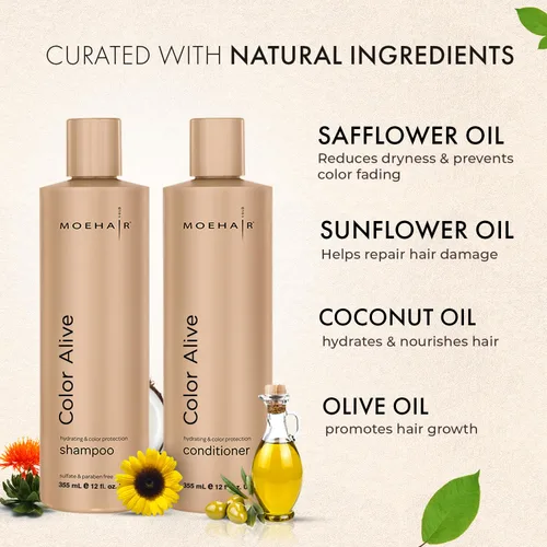 Miniatura 2 de MOEHAIR Color Alive - Juego de champú y acondicionador – 12 onzas líquidas Aumenta la vibrancia, el brillo y la textura Color de cabello a