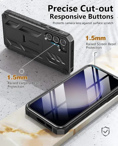 Miniatura 7 de FNTCASE Funda para Samsung Galaxy S23+Plus: funda protectora texturizada de doble capa y carcasa de TPU resistente con soporte Protección contra