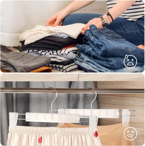 Miniatura 5 de GUANJUNE Perchas para pantalones, soportes ahorradores de espacio para faldas con ganchos giratorios de 360°, perchas ajustables, perchas