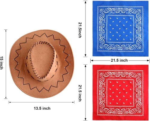 Miniatura 4 de SATINIOR Paquete de 12 pañuelos de vaquero del oeste y bandana, para fiestas, de fieltro sintético occidental, para mujeres y hombres, accesorios