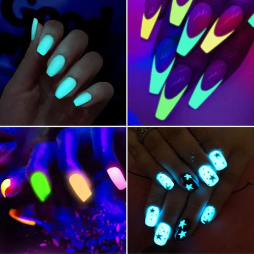 Miniatura 5 de Polvo luminoso de uñas de 12 colores, pigmento fluorescente holográfico, brillo holográfico, arte de uñas, diseño de polvo, suministros de uñas