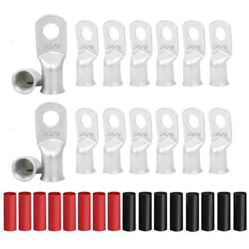 Miniatura 22 de 8 piezas de terminales de cable de cobre estañado de servicio pesado 1/0 AWG con espárrago de 3/8" y 8 piezas de terminales 1/0 AWG con espárrago