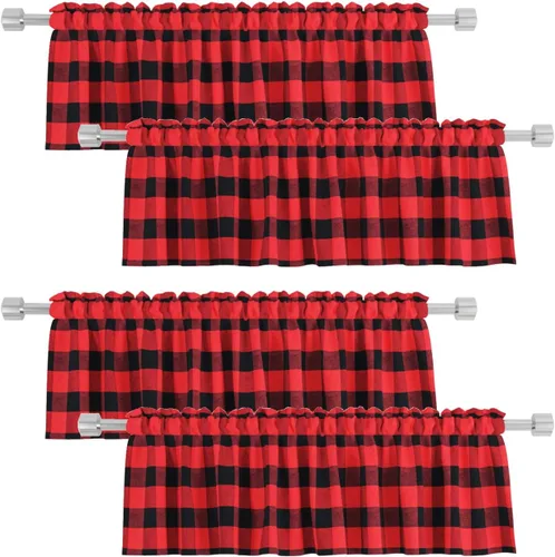 Miniatura 15 de 4 cenefas de cuadros de búfalo para ventanas de sala de estar, 16 pulgadas de largo, diseño clásico a cuadros a cuadros para dormitorio, baño