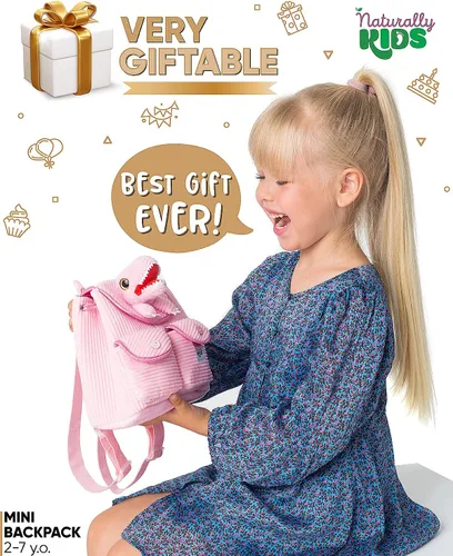 Miniatura 2 de Naturally KIDS Mini mochila de dinosaurio - Mochila muy pequeña para niñas y niños - Juguetes de dinosaurio para niños de 3 a 5 años - Mochila