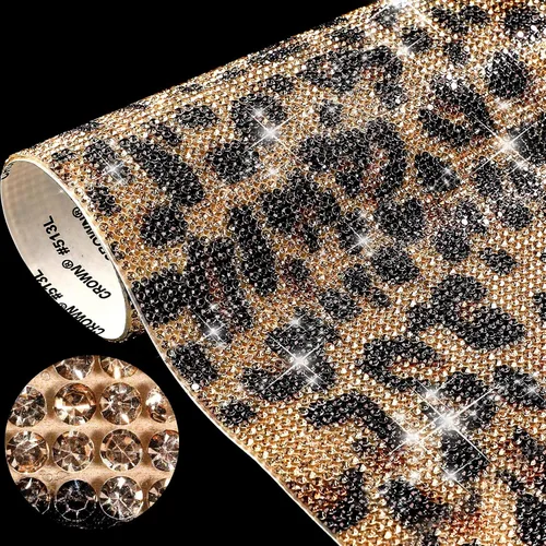 Miniatura 8 de 12000 calcomanías de diamantes de imitación con estampado de leopardo de 0.079 pulgadas (0.079 in), calcomanías autoadhesivas para automóvil