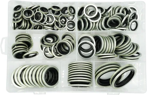 Kit surtido de juntas de aceite de sello autocentrado BSP Dowty de 7 tamaños, 160 piezas, 7 tamaños, reemplazo 32300 con caja (1/8, 1/4, 3/8, 1/2,
