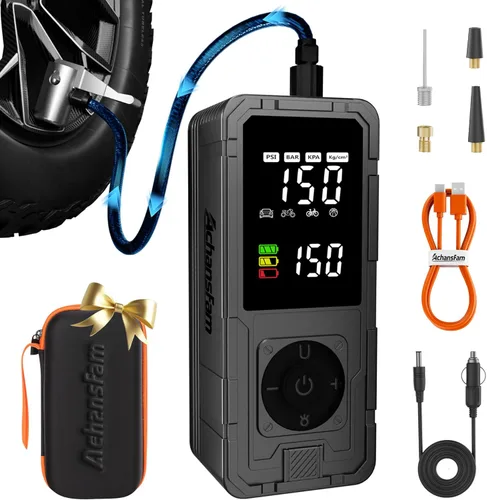Inflador de neumáticos, compresor de aire portátil, bomba de aire inalámbrica recargable, inflador digital de neumáticos de 150 PSI con apagado