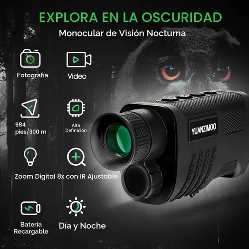 Miniatura 2 de Telescopio monocular digital infrarrojo monocular mejorado de visión nocturna para 100% oscuridad con zoom 8X 2000mAh batería recargable trípode 32