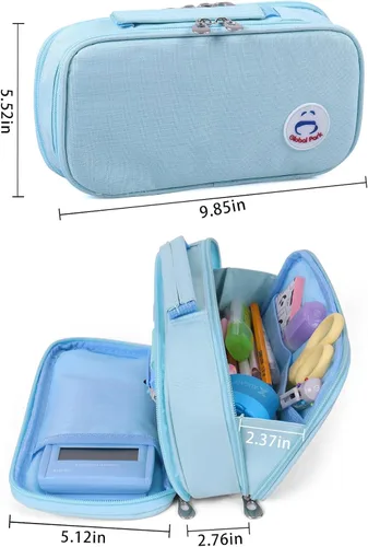 Miniatura 2 de Estuche para lápices, bolsa con asa grande, organizador de escritorio de gran capacidad, caja de marcadores de almacenamiento, maquillaje