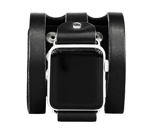 Correa ancha de cuero compatible con Apple Watch de 1.496 in 1.575 in 1.614 in 1.654 in 1.732 in 1.772 in 1.811 in 1.929 in, hecha a mano UA código