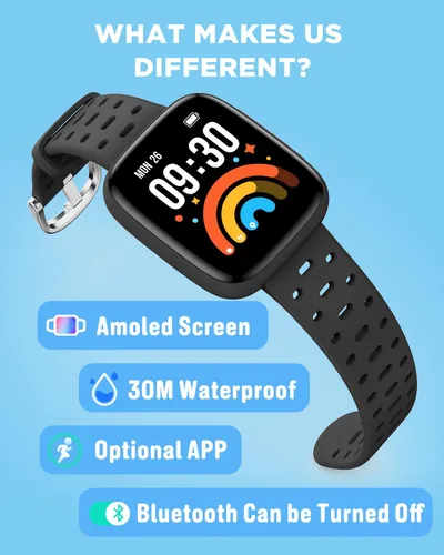Miniatura 2 de Reloj para niños BIGGERFIVE sin necesidad de teléfono, reloj inteligente de fitness de 1.8" Amoled con podómetro, frecuencia cardíaca, rastreador