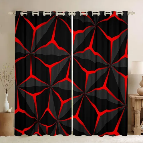 Miniatura 30 de Feelyou - Cortinas de ventana en forma de panal, tema geométrico hexagonal con luces de neón verdes, para chicos adolescentes y hombres, elegante