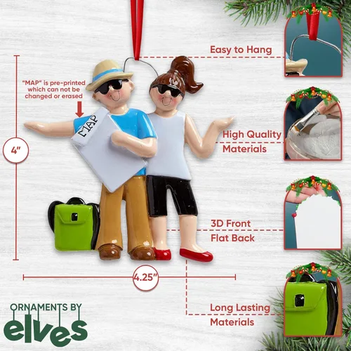 Miniatura 3 de Adornos personalizados para parejas de vacaciones 2024 – Adorno de viaje para pareja, adornos de avión, adorno de nuestra primera Navidad juntos