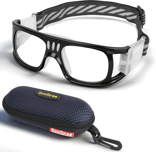 "N/A" Gafas deportivas para hombre, para raquetbol, baloncesto, fútbol, gafas protectoras, lentes de choque y colisión, reemplazables Marco negro