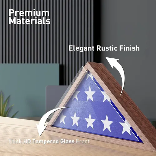 Miniatura 3 de ASmileIndeep Vitrina de bandera – Caja de sombra de bandera fúnebre y militar de 5' x 9.5' con vidrio templado HD y montaje en pared, marco