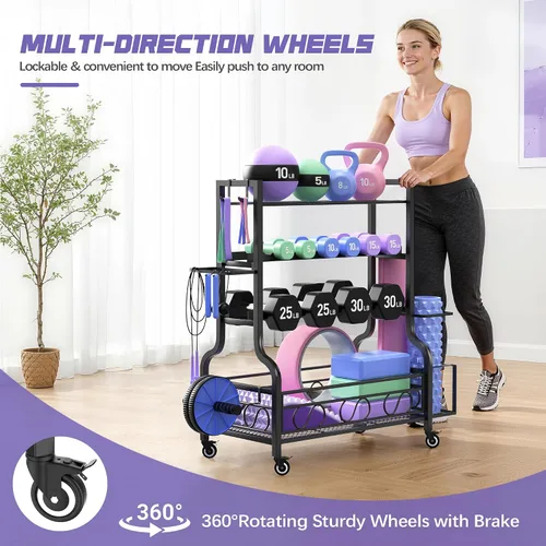 Miniatura 9 de PARTPHONER Estante ajustable para mancuernas, estante de pesas para almacenamiento de gimnasio en casa, almacenamiento de gimnasio en casa