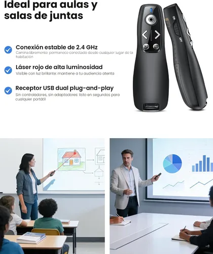 Miniatura 8 de Presentador Clicker Presentador Inalámbrico Remoto para PowerPoint, Clicker de PowerPoint con Control de Volumen PowerPoint Advancer de Diapositivas