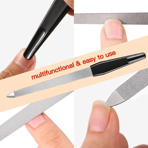 Miniatura 3 de 12 limas de uñas de metal de 6.7 pulgadas, lima de uñas de acero inoxidable de doble cara con mango antideslizante, uñas de los pies, herramienta