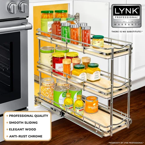 Miniatura 2 de LYNK PROFESSIONAL® Élite™ Organizador de especieros extraíble para el interior de armarios de cocina - 6"x21" - Cajón deslizante - Estantes Madera