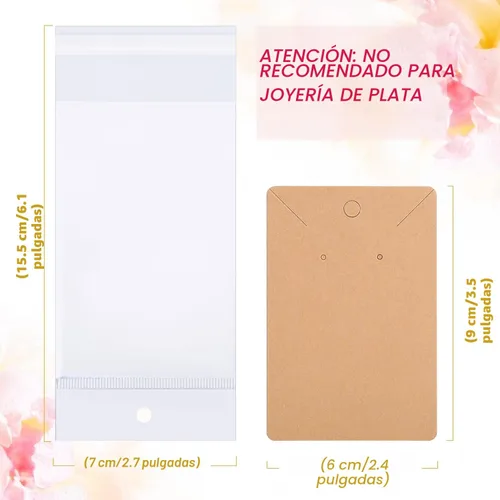 Miniatura 3 de ovsor 150 tarjetas de exhibición de aretes, tarjetas de collar para vender con 150 bolsas de embalaje duraderas, tarjetas de joyería resistentes