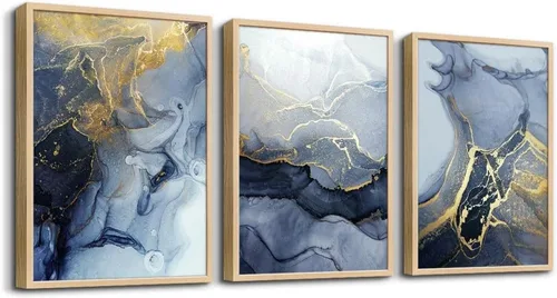 Miniatura 10 de Arte en lienzo enmarcado en negro para decoración de sala de estar y dormitorio - Pintura de pared de playa en blanco y negro - Imágenes de olas