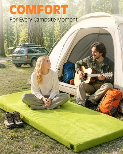 Miniatura 3 de Colchón de camping de espuma viscoelástica GAIALOOP extra grueso de 4 pulgadas, colchón de suelo enrollable para dormir en campamento, colchoneta