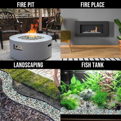 Miniatura 7 de Skyflame Vidrio de fuego mezclado de 10 libras para hoguera, chimenea y paisajismo, 1/2 pulgada azul aguamarina, platino, cobre reflectante
