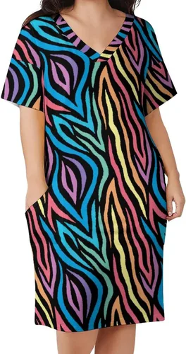 Miniatura 6 de Vestido casual de verano para mujer, vestido holgado de manga corta, estilo lobo