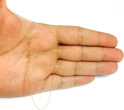Miniatura 5 de Jewelry Affairs Collar de cadena de cuerda de oro amarillo de 14 quilates, 0.016 in