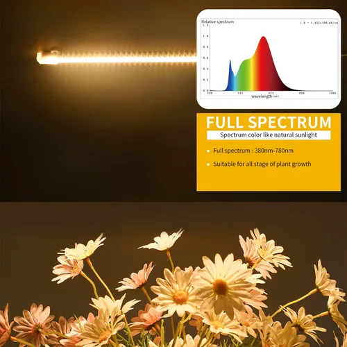 Miniatura 8 de RWNTAO Lámpara de cultivo de una tira de 2 unidades, tiras de luz LED de espectro completo para plantas de interior con temporizador de encendido