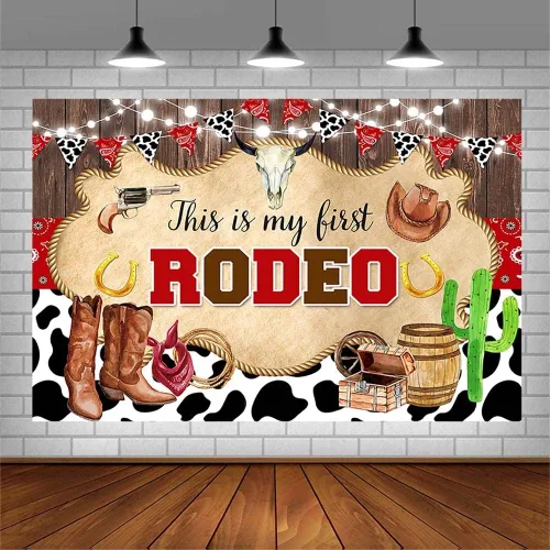 Miniatura 3 de AIBIIN Fondo de 1er cumpleaños con texto en inglés «My First Rodeo», «My First Rodeo», «My First Rodeo», fondo para fotografía fotográfica
