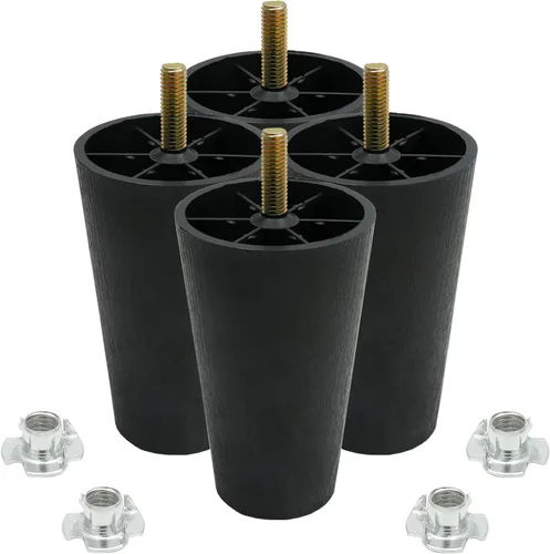 Miniatura 9 de Murtenze 4 patas de plástico para sofá de 2 pulgadas, patas de repuesto negras para sofá, patas redondas para muebles con pernos M8 para sofá