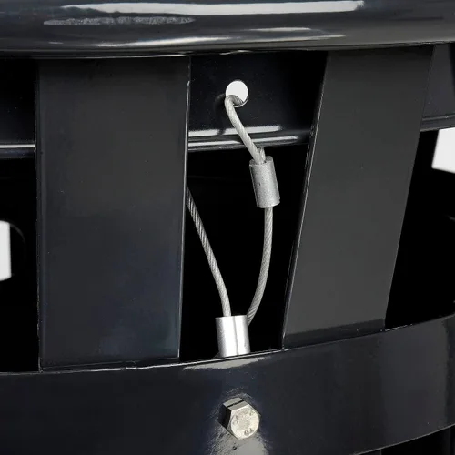 Miniatura 3 de Global Industrial Bote de basura redondo de acero con listones para exteriores de 36 galones con tapa plana, forro de plástico y kit de anclaje Negro