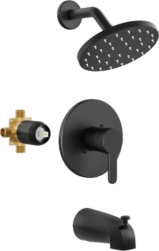 Miniatura 10 de Grifo de ducha de bañera, juego de grifo de ducha dorado con cabezal de ducha de lluvia de metal de 6 pulgadas y boquilla de bañera, kit de ducha