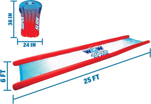 Miniatura 3 de Wow Sports Super Slide - Tobogán gigante para patio trasero con aspersor, tobogán acuático extralargo de 25 x 6 pies