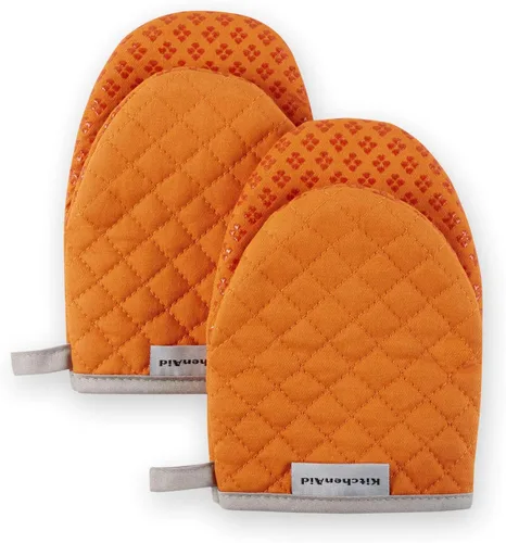 Miniatura 23 de Guantes KitchenAid, mini guantes de horno, de algodón, con agarre de silicona Verde pistacho