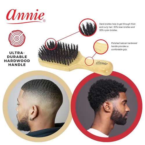 Miniatura 3 de Annie Cepillo duro de cerdas de jabalí natural Cepillo desenredante reforzado para cabello ondulado, liso, largo y corto Estilo de ondas