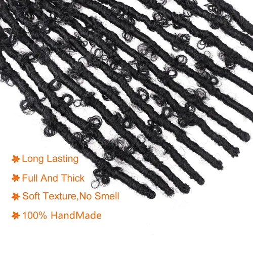 Miniatura 3 de ZRQ Butterfly Locs Cabello de Ganchillo Corto 6 Paquetes Negro Cabello Bob de Ganchillo 8 Pulgadas Locs Sintéticos Desordenados Desgastados Trenzas